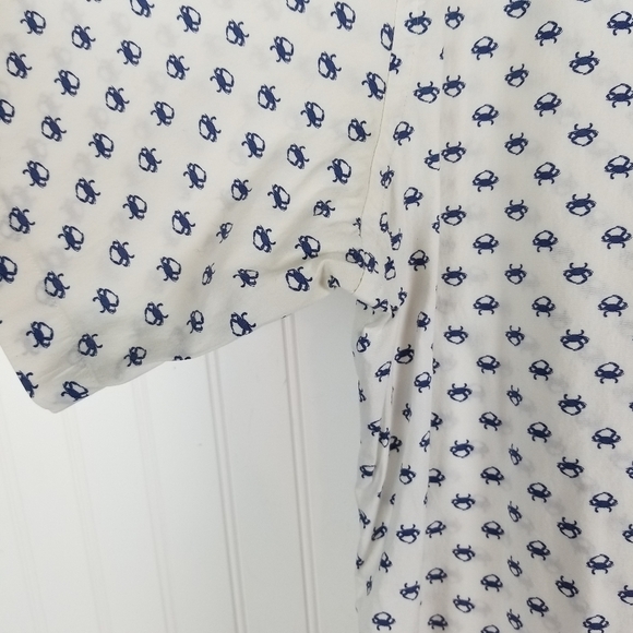Peter Millar Mens Button Up Short Sleeve Collared Shirt Size XL Blue Crab Print - Picture 8 of 10